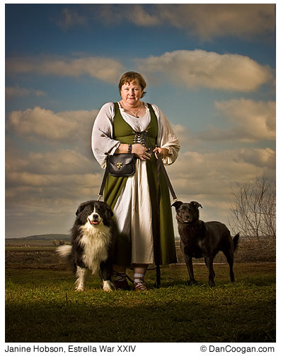 Janine Hobson with her 2 dogs at the Estrella War XXIV