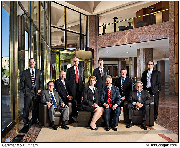 Group shot of Gammage and Burnham Law Firm for Best Lawyers Magazine.
