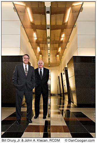 Environmental portrait of attorneys William W. Drury, Jr. and John A. Klecan, Renaud Cook Drury Mesaros Law Firm