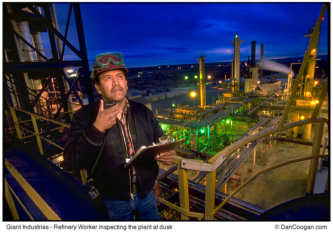 Giant Industries - Refinery Worker, inspecting the plant at dusk