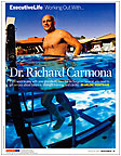 dr. richard carmona, former us surgeon general on an underwater treadmill, tearsheet from Businesweek magazine